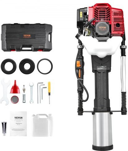 VEVOR T-Pfostenramme mit Benzinantrieb und 52ccm 2-Takt-Motor, 1400W tragbare Zaunramme inklusive 3 Rammköpfen (49/69/100 mm) - Bild 1