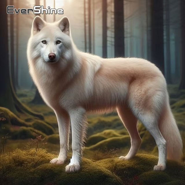 EverShine DIY Diamantmalerei Wolf Motiv mit runden Diamanten als Kreuzstich-Set zur Dekoration für dein Zuhause B/H/T: 20 x 20 x 20 cm - Bild 1