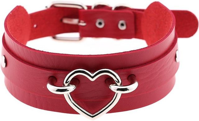 Herz-Halskette, PU-Leder, rot, Damen und Herren - Bild 1