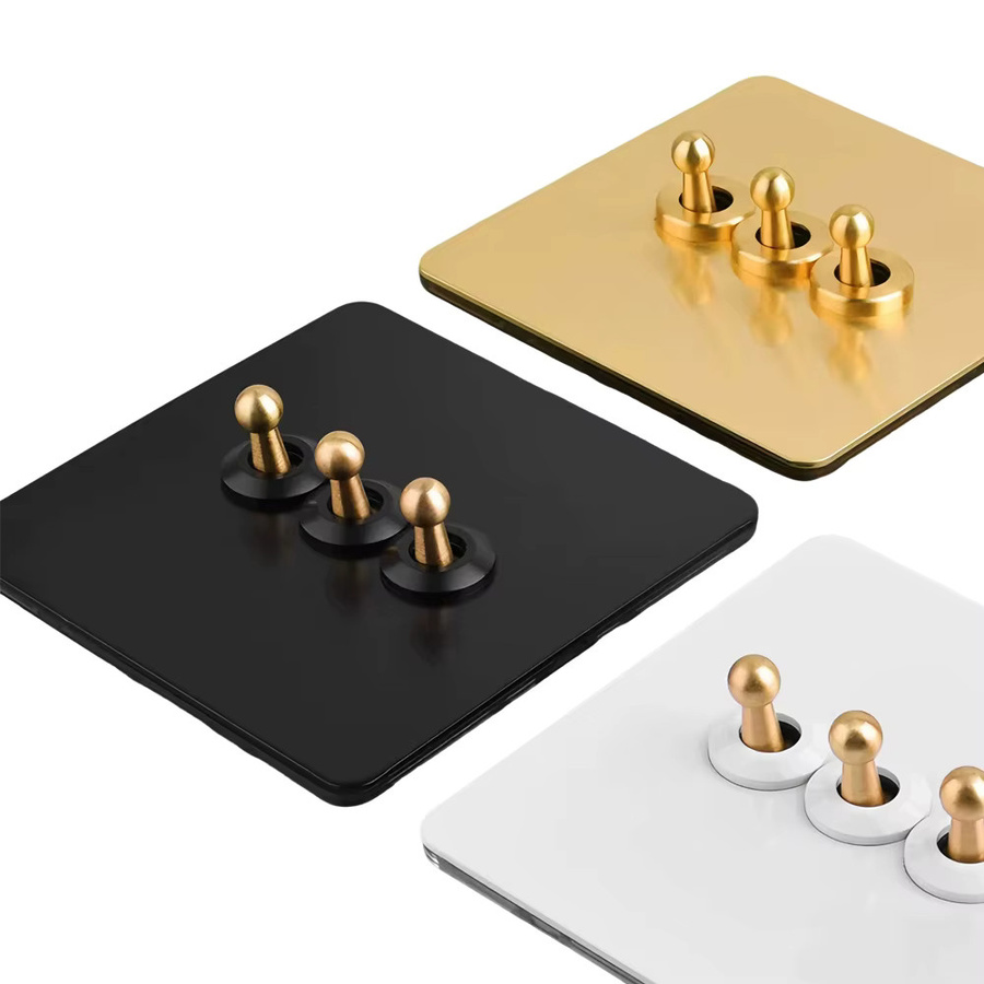 Depo Guye Retro-Kippschalter aus Edelstahl mit Messinghebel in Gold, Schwarz oder Weiß - Bild 4