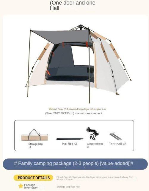 Binchi Outdoor Sturmparkzelt beige, faltbares und winddichtes Automatikzelt mit Glasfasergestänge - Bild 1