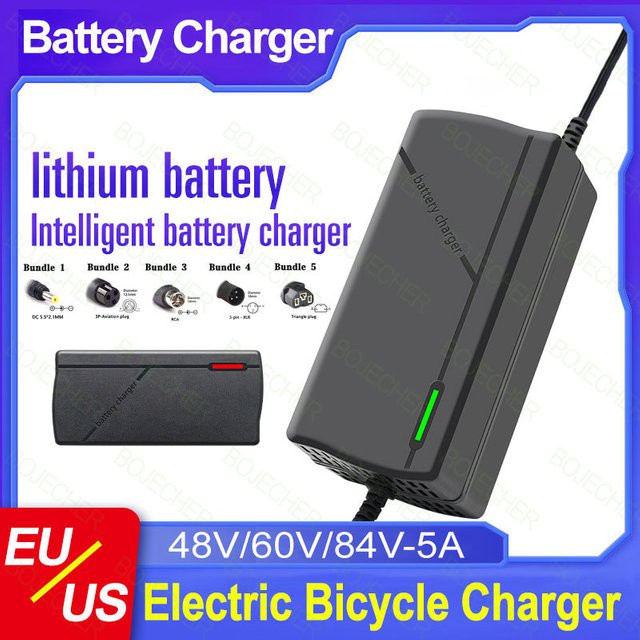 Intelligentes Lithium-Ionen-Ladegerät für Elektro-Roller in Schwarz, kompatibel mit 36V 48V 60V 72V (10s bis 20s) - Bild 1