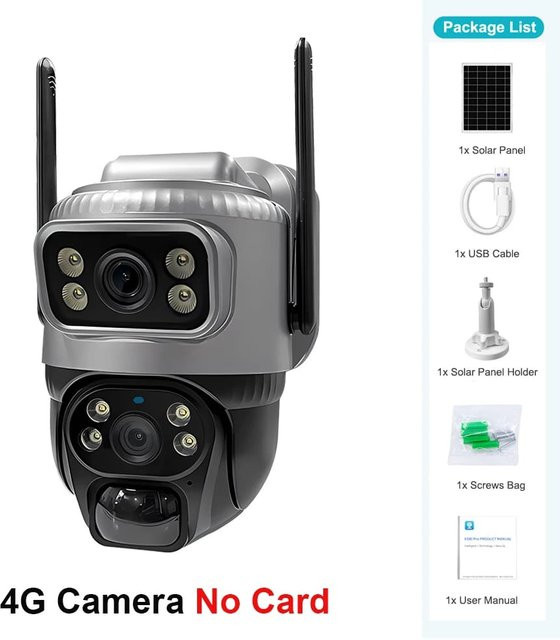 Vstarcam 8MP 4K Solarkamera mit Doppelobjektiv und Doppelbildschirm, 4G/WLAN Outdoor Überwachungskamera mit PIR-Personenerkennung, Nachtsicht und Alarmfunktion, grau - Bild 1