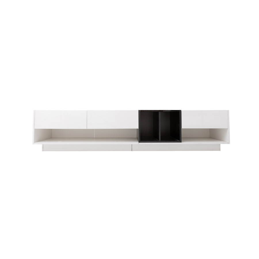 Moderner TV Schrank von Aosom mit Schubladen in Hochglanz Schwarz/Weiß, B: 190 cm, T: 40 cm, H: 42 cm - Bild 2