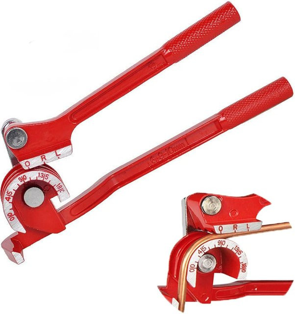 3-in-1 Manuelles Rohrbiegewerkzeug aus Messing für Bremsleitungen und Kupferrohre mit 6 mm, 8 mm und 10 mm Durchmesser in Gold und Rot - Bild 1