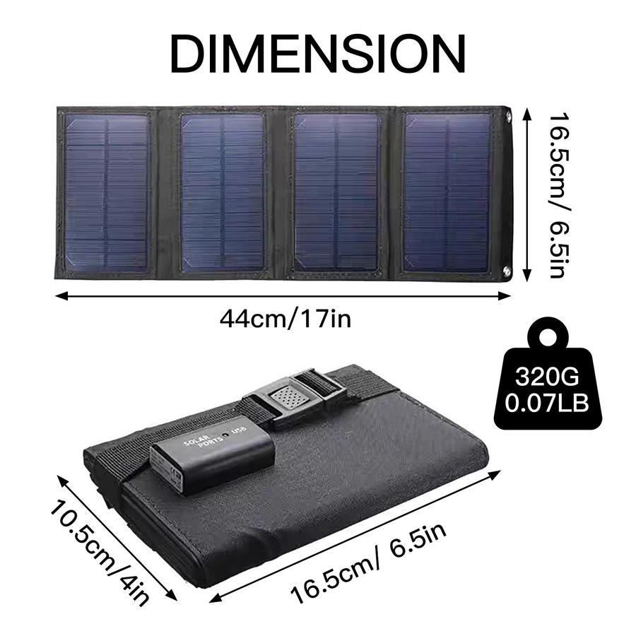 Tragbares faltbares Solarpanel mit USB-C Anschluss in Schwarz zur mobilen Stromversorgung - Bild 5