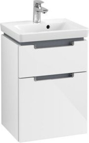 V&B Waschtischunterschrank Subway 2.0 in Glossy White mit Chromgriffen, B/T/H: 44 x 59 x 35,2 cm - Bild 1