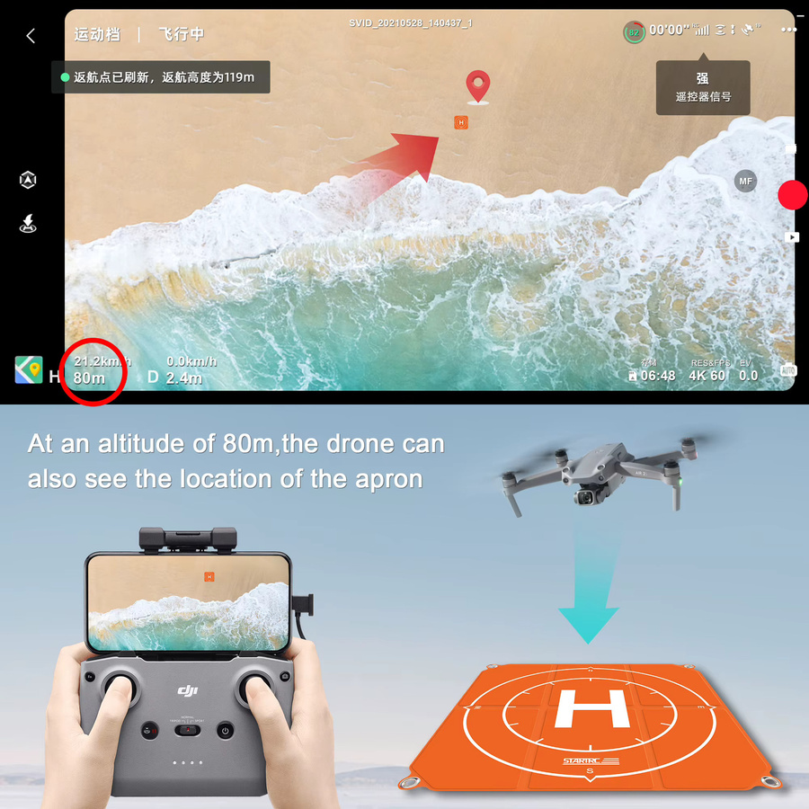 DJI Mavic 3 Landeplattform Sicherheits-Landematte, faltbar und wasserdicht, Farbe: Orange, Durchmesser: 65 cm - Bild 5