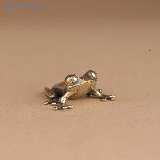 JETTING Mini-Frosch-Miniaturen aus Messing in Gold, Vintage Tierfigur als Desktop-Ornament und Tee-Haustier-Dekoration - Bild 1