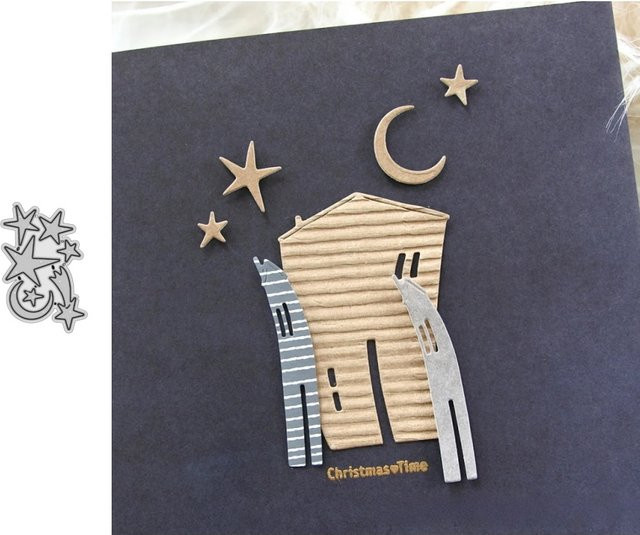 Nachthimmel-Set aus Metall mit Stanzformen für DIY Scrapbooking, Kartenherstellung und Dekoration in Silber und Grau - Bild 1