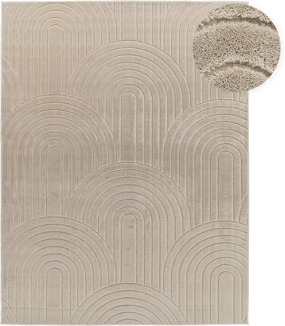 Moderner Teppich Tokko in Beige mit High-Low-Effekt, B/T: 160 x 220 cm - Bild 1