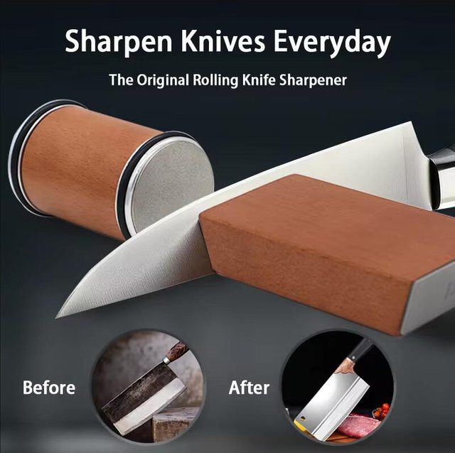 RSCHEF Messerschärfer-Set mit magnetischem Messerhalter aus Holz in Braun und Diamant-Schärfstein mit 15 und 20 Grad Winkelrolle - Bild 1
