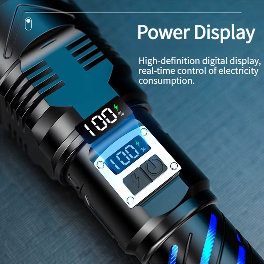 KENSUN LED-Taschenlampe in Schwarz, USB wiederaufladbare taktische Taschenlampe aus Metall für Outdoor und Sport - Bild 4