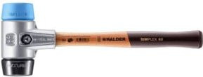 Halder Simplex Schonhammer aus Aluminium mit TPE-Soft/Gummi Kopf, Durchmesser: 60 mm, Schwarz/Blau/Mehrfarbig - Bild 1