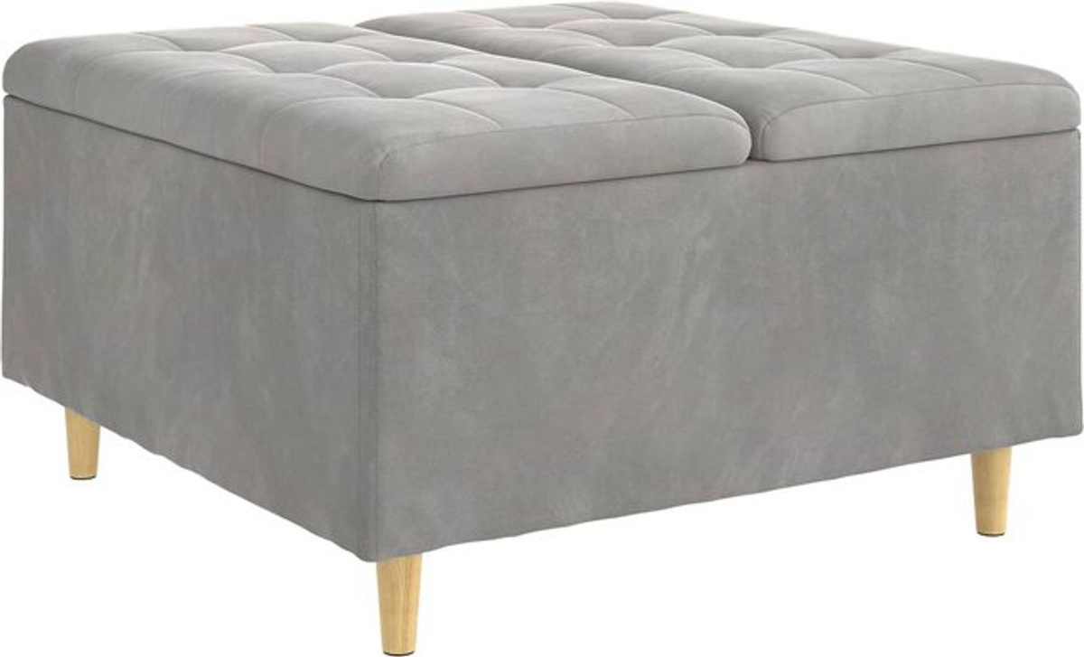 Aufbewahrungsottomane vidaXL aus Samt mit Kissen in Grau, B/T/H: 80 x 80 x 45 cm - Bild 1