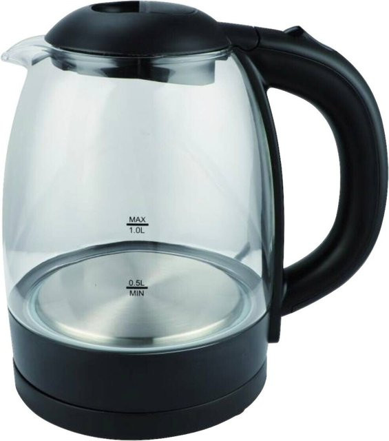 Elta Glas-Wasserkocher GWK-1000.1 in Schwarz und Transparent mit 1 l Fassungsvermögen - Bild 1