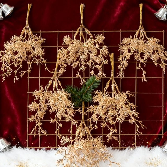 ZQCY Künstliche Zweige für Weihnachten und Hochzeiten in Gold und Silber, 6 oder 12 Stück Dekorationsset aus Kunststoff - Bild 1