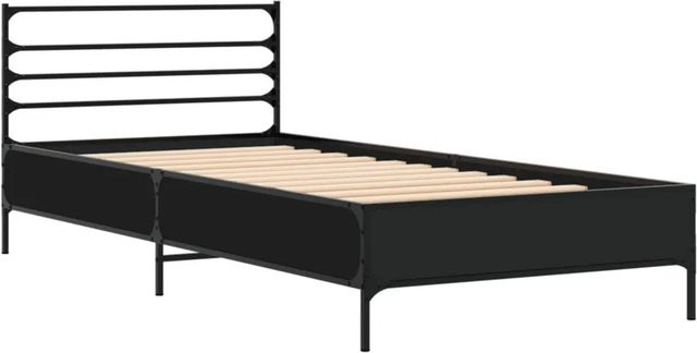 vidaXL Bettgestell aus Metall und Holzwerkstoff in Schwarz, B/T/H: 90 x 200 cm - Bild 1