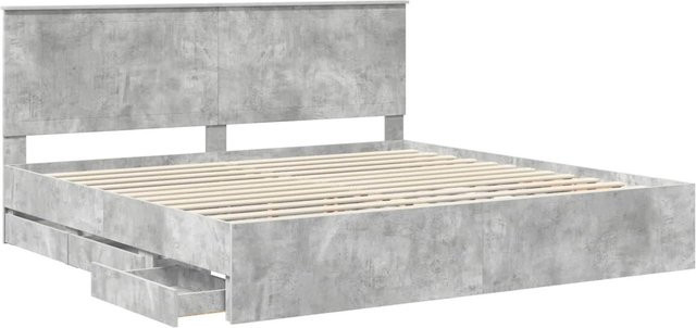 vidaXL Bettrahmen mit Kopfteil aus Holzwerkstoff in Betongrau, B/T/H: 200 x 200 x 100 cm - Bild 1