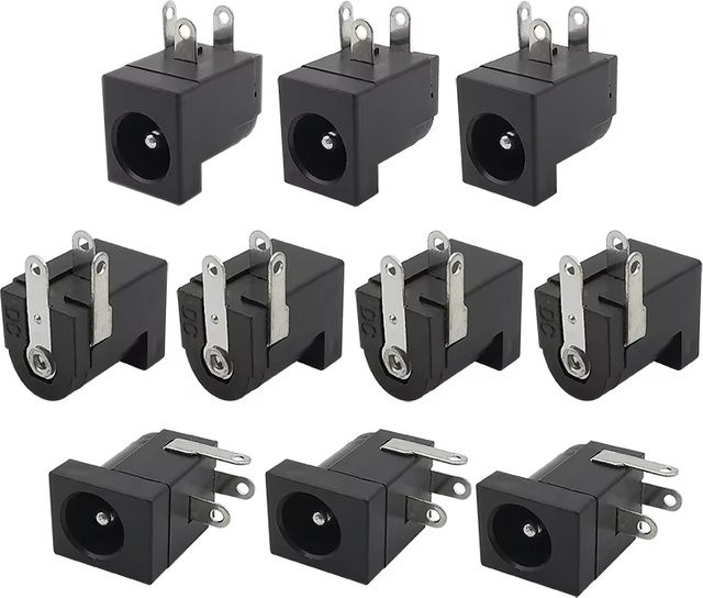 AOKIN 10 Stück 3-Pin DC-Stromversorgungsbuchsen Weiblich für PCB-Montage, 5,5 x 2,1 mm, Schwarz - Bild 1