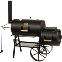Joe's Barbeque Smoker 16" Special Offset Grill in Schwarz mit Thermometer und Rädern - Bild 1