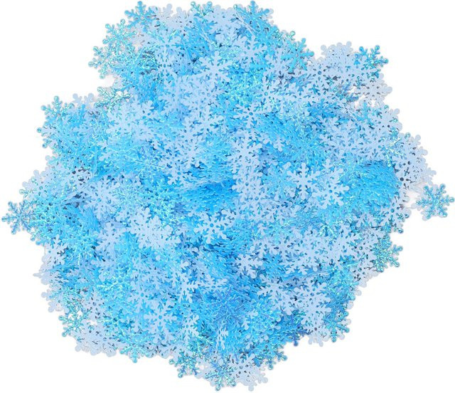 Igeteck Schneeflocken Konfetti in Blau, 1000 Stück aus Kunststoff für Weihnachten und Winterdeko - Bild 1