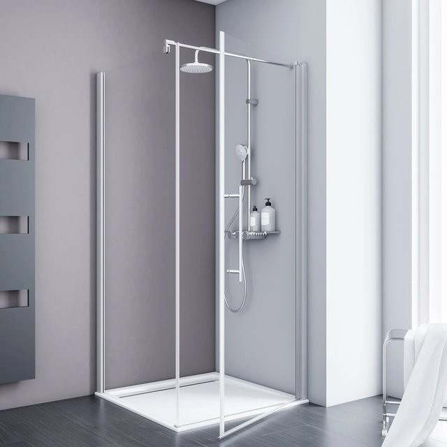 Schulte Alexa Style 2.0 Eck-Duschkabine als Drehtür mit Seitenwand, klar, B/T/H: 90 x 80 x 192 cm - Bild 1