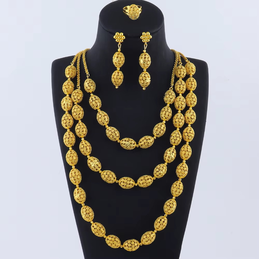 YM Schmuck-Set Halskette und Ohrringe, Messing, Gold, Damen - Bild 2