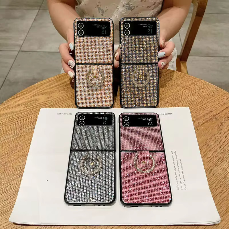 Glänzende Pailletten-Leder-Handyhülle mit Strass-Ring-Schnalle für Motorola Moto Razr 40 und Moto Razr 40 Ultra in Bunt - Bild 2