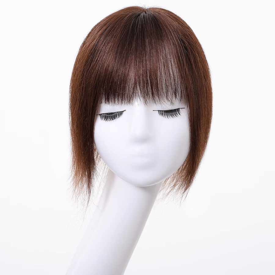 HAIRCUBE Remy Human Hair Topper, 10 Zoll, Straight Air Bangs, Braun, Damen - Bild 2