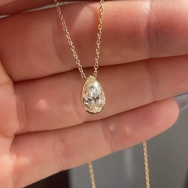 Huitan Halskette, Wassertropfen, Zirkonia, Gold, Damen - Bild 1