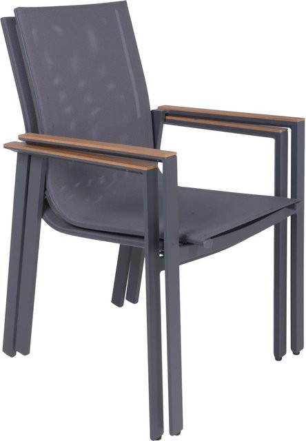 DELUKE Gartenstuhl JOEL 2er Set aus Aluminium und Kunststoff mit Armlehnen, stapelbar und wetterfest, modern im Design - Bild 1