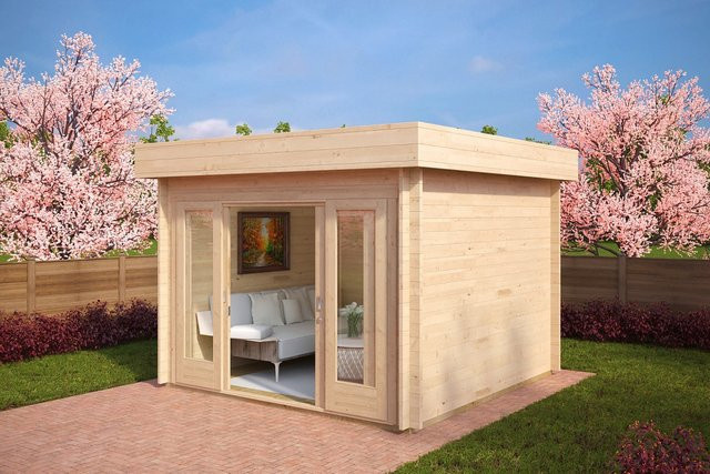 Modernes Gartenhaus Lucas E aus Holz, Maße B: 3 m x T: 3 m - Bild 1