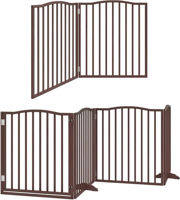 vidaXL Hundetor aus Pappelholz, 12-teilig mit Tür, faltbar, Braun - Bild 1