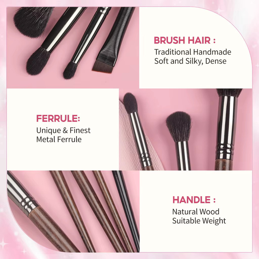 OVW Make-up-Pinsel-Set, Ziegenhaar-Mischpinsel, Highlight-Pinsel, Rouge - Bild 3