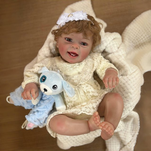 AnjoDoll Yannick Reborn-Puppe, 20-22 Zoll, mit Zähnen, handgefertigt, 3D-Hautbemalung, weicher Stoffkörper - Bild 1