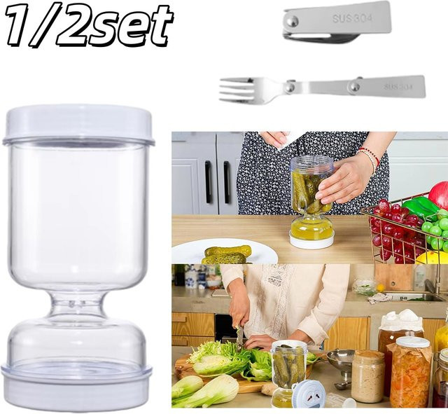 YOCITY Gurkenglas mit Gabeln und Safttrenner aus Glas, transparent - Bild 1