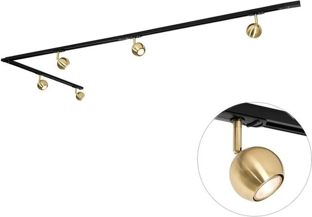 QAZQA Modernes Schienenbeleuchtungssystem Iconic Gissi, 1-Phasen-Set mit 5 Strahlern, Gold/Messing, dimmbar - Bild 1