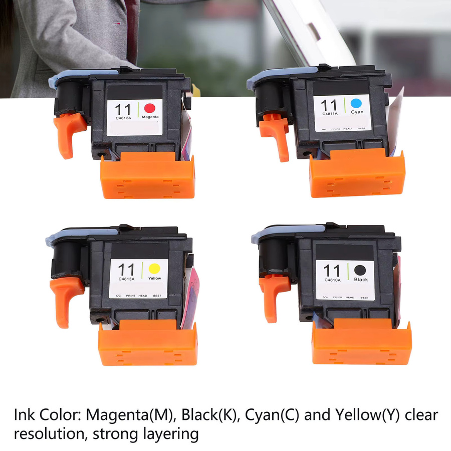 HP Druckkopf Ersatzset 4er Pack für Designjet 100 110 111 500 510 800 813 850 in Schwarz, Cyan, Magenta und Gelb - Bild 2