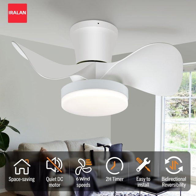 IRALAN Moderner Deckenventilator mit LED-Licht in Weiß, 22 Zoll mit Fernbedienung und Timer für Schlafzimmer und Innenbereich - Bild 1