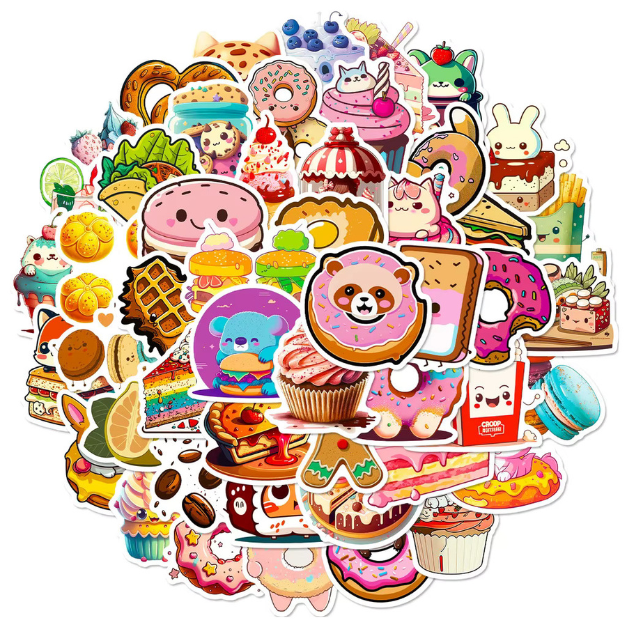 50 Stück Bunte Tier- und Donut-Aufkleber von BulingBulingStickers Shop für Helm, Fahrrad und Schreibwaren - Bild 2