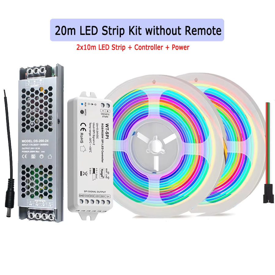 CENFAYA Tuya WiFi COB RGBIC LED Streifen, adressierbare Smart Lichtdekoration mit Fernbedienung, kompatibel mit Alexa und Google Assistant, Multicolour, 24V - Bild 4