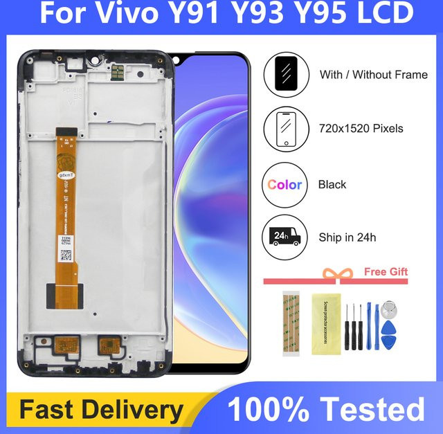 LCD-Display Touchscreen mit Rahmen für vivo y91 y93 y95 in Schwarz, 6.22 Zoll - Bild 1
