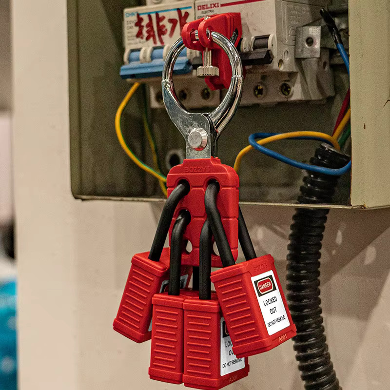 BOZZYS Nicht leitendes Sicherheits-Vorhängeschloss mit Master-Schlüssel für industrielle Lockout-Tagout-Isolierung, Rot - Bild 6