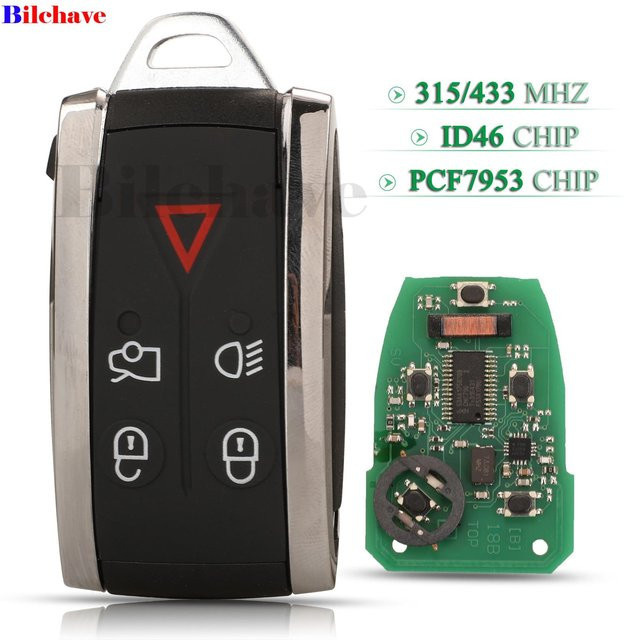 Jingyuqin Smart-Autoschlüssel Ersatz für Jaguar XF XJ8 XKR XK mit 5 Tasten und Fernbedienung in Schwarz (315/433 MHz FSK ID46 PCF7953 KR55WK49244) - Bild 1