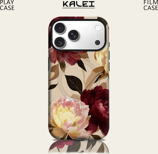 Robuste Handyhülle mit Pfingstrosen-Blüten Design für Apple iPhone 17 16 15 14 13 Pro Max Plus mit Magnetfunktion, Multicolor - Bild 1