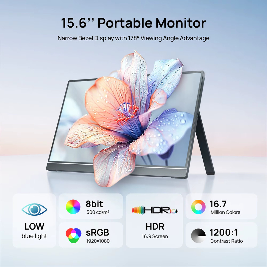 ARZOPA Tragbarer Monitor 15,6 Zoll Full HD 1080P IPS mit USB-C und Mini-HDMI in Schwarz - Bild 3
