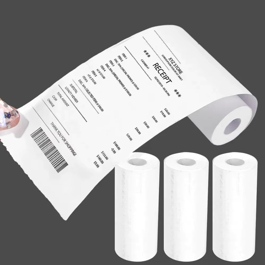 PKFC Selbstklebendes Thermopapier für Mini-Drucker und Kinder-Sofortdruckkameras, Weiß, B: 57 mm, H: 25 mm - Bild 2