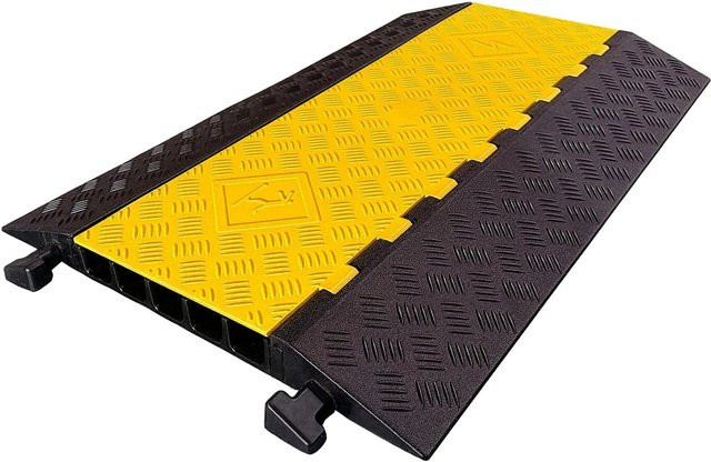 Floordirekt Arko Kabelbrücke Kabelschutzbrücke mit Klappe, 5-Kanal, Schwarz-Gelb, Belastbarkeit bis 20 Tonnen - Bild 1