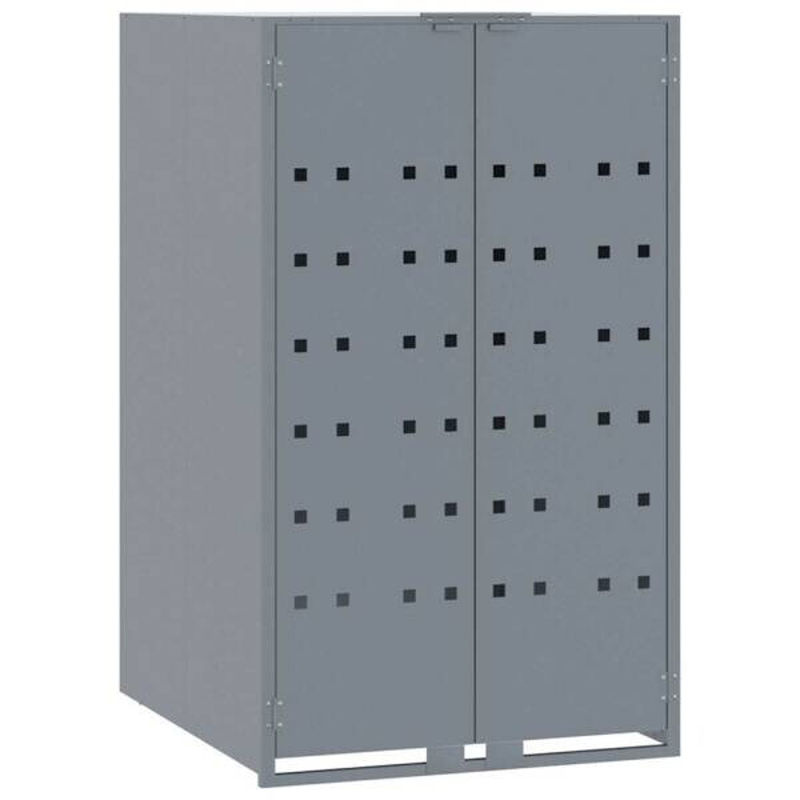 vidaXL Mülltonnenbox für 2 Tonnen aus Stahl in Grau, B/T/H: 138 x 79 x 117 cm - Bild 3
